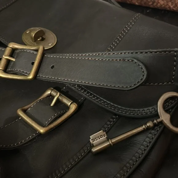 Fossil black leather laptop bag - Picture 8 of 12